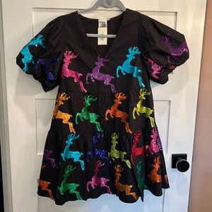 NWT Queen of Sparkles Reindeer Dress | S